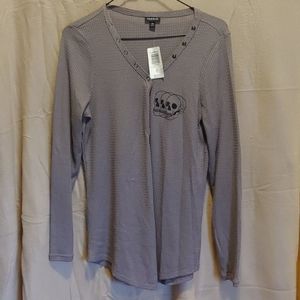 Torrid Gray Skull Embroidered Henley